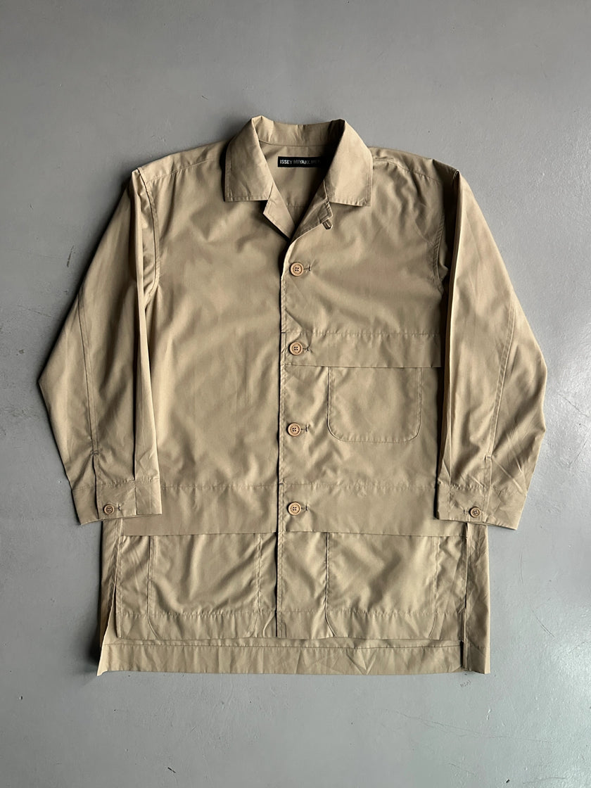 ISSEY MIYAKE MEN - 2000s OVERSIZED SHACKET WITH SEMI CONCEALED POCKET