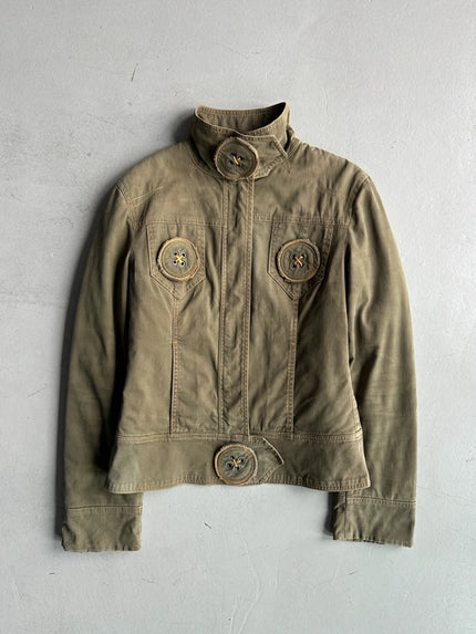 MOSCHINO - 2000s FITTED JACKET WITH OVERSIZED BUTTON DETAILS