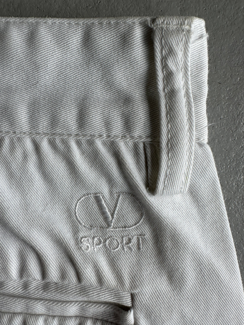 VALENTINO - 1990s STRAIGHT FIT WHITE TROUSERS