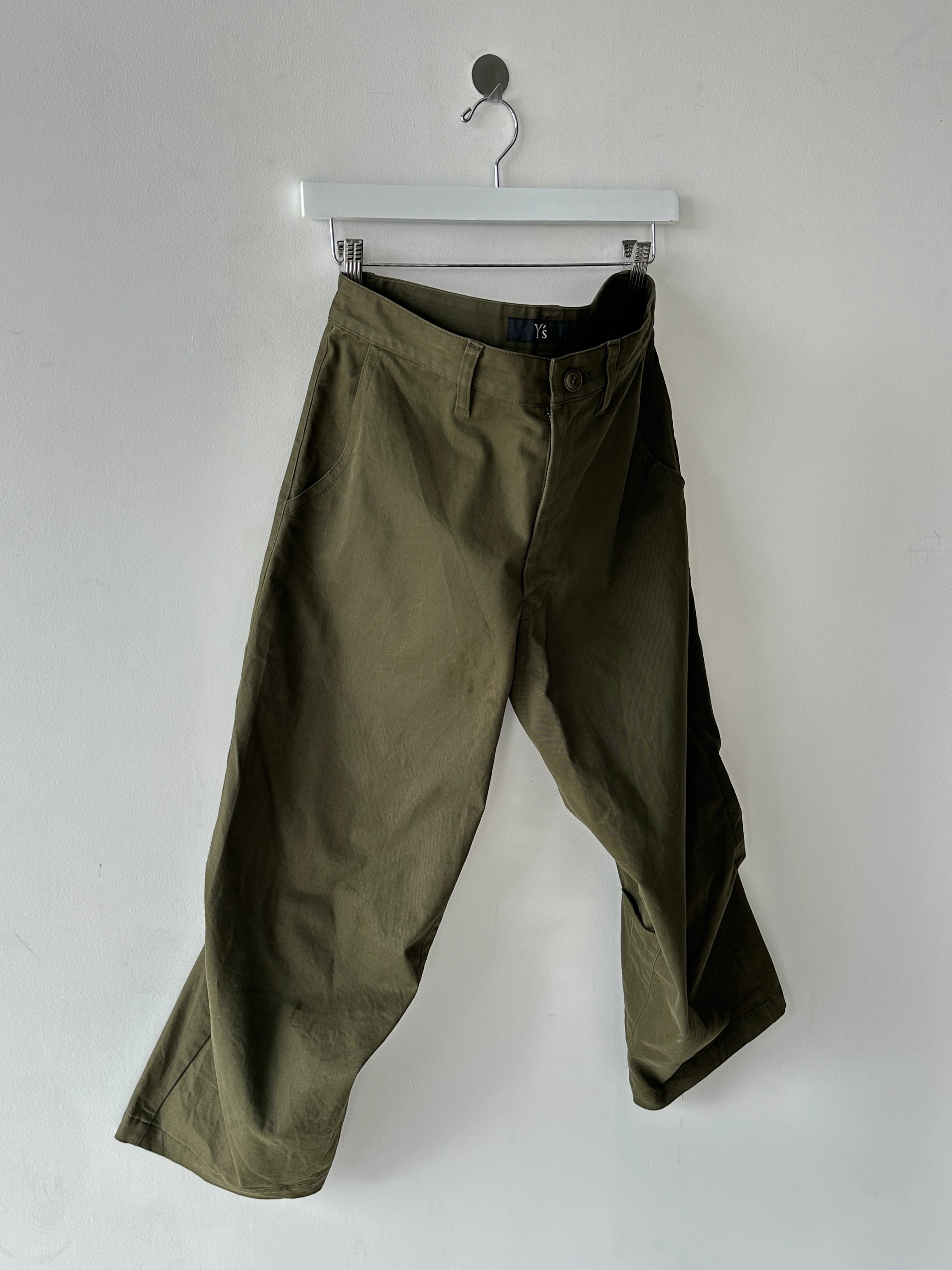 YOHJI YAMAMOTO Y'S - late 1990s CURVED LEG CAPRI TROUSERS