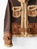 ITALIAN LABEL 1980s PANELLED JACKET WITH LEATHER PANELS AND SHEARLING COLLAR AND TRIMS