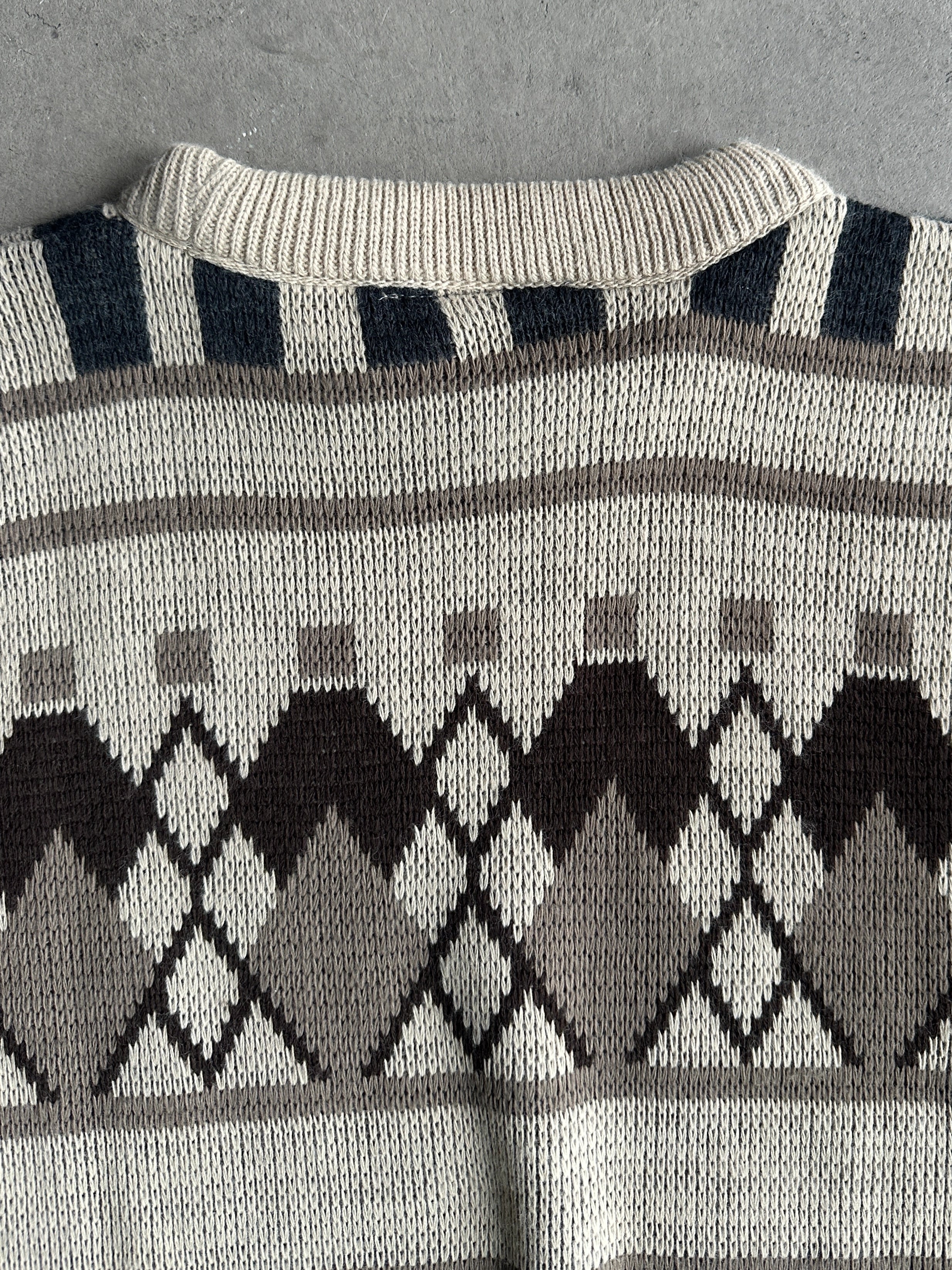 1990s JACQUARD KNIT ROUND NECK JUMPER