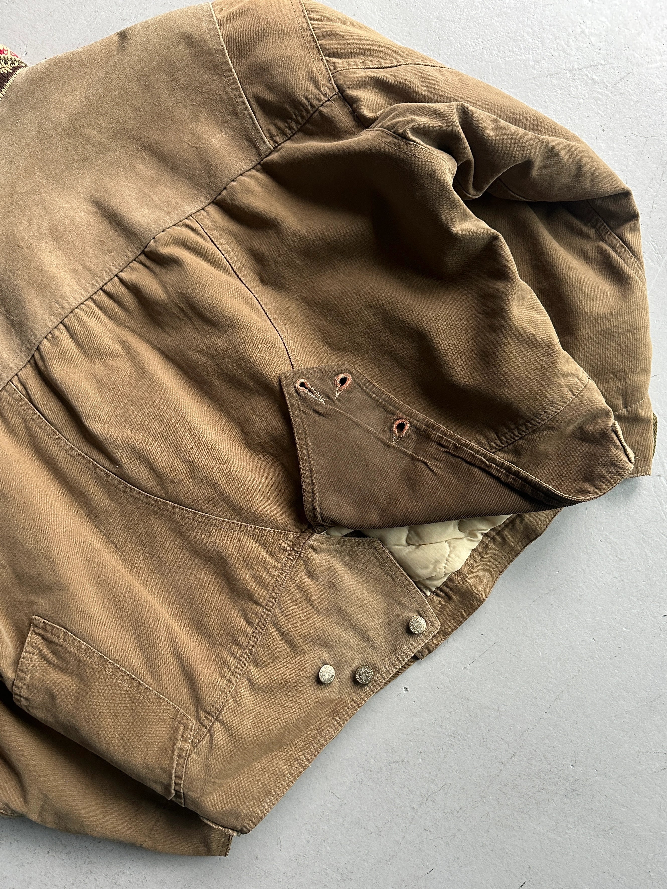 DIESEL - 1980s BOMBER JACKET WITH LAYERED SUEDE PANEL FRONT