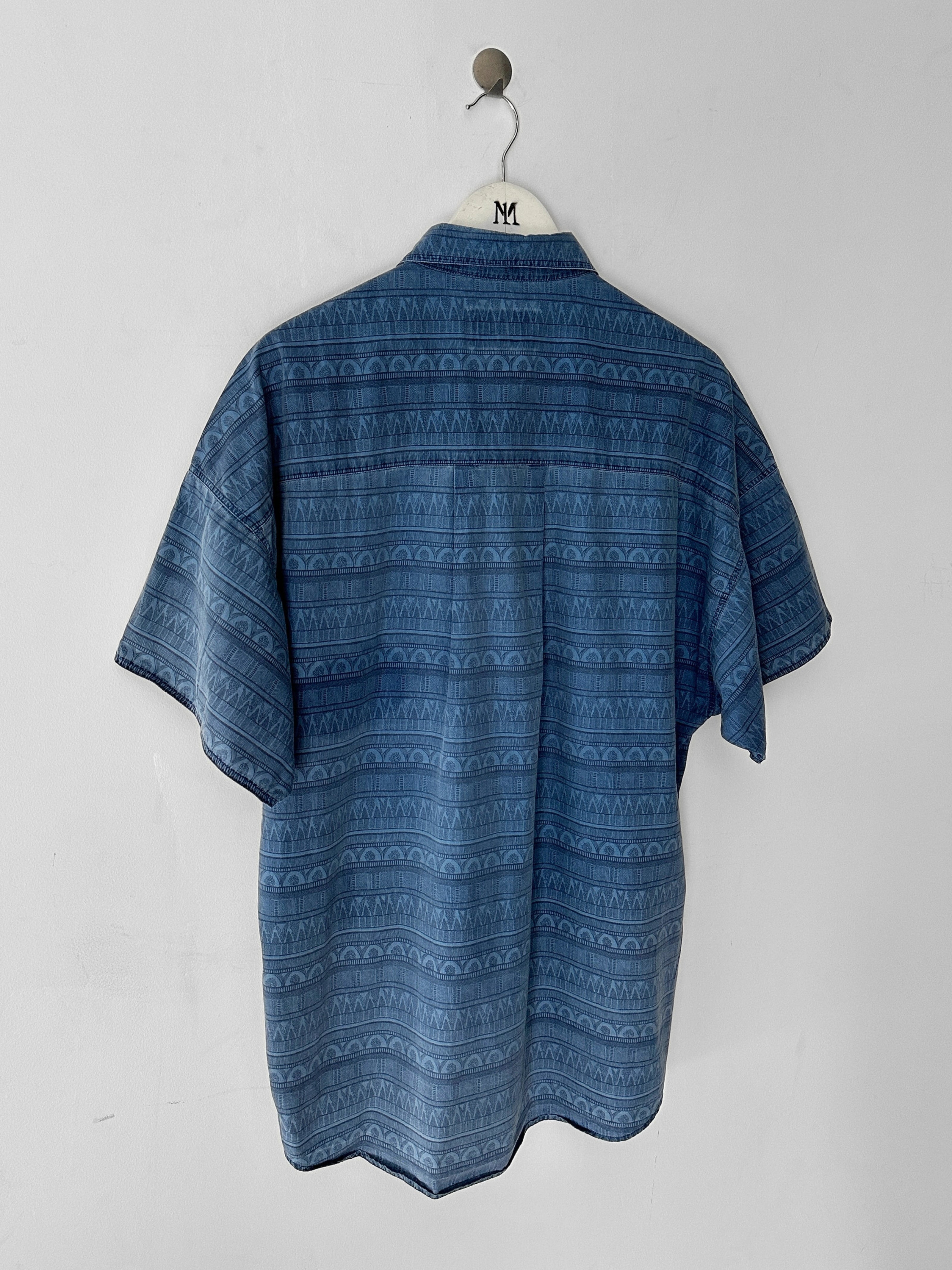 ARMANI JEANS - early 1990s JACQUARD PRINT SHORT SLEEVE SHIRT