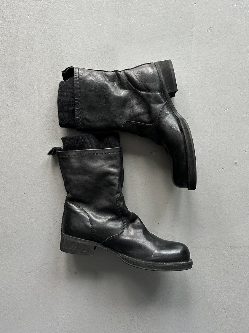 YOHJI YAMAMOTO Y's - 1990s MID CALF LEATHER BOOTS