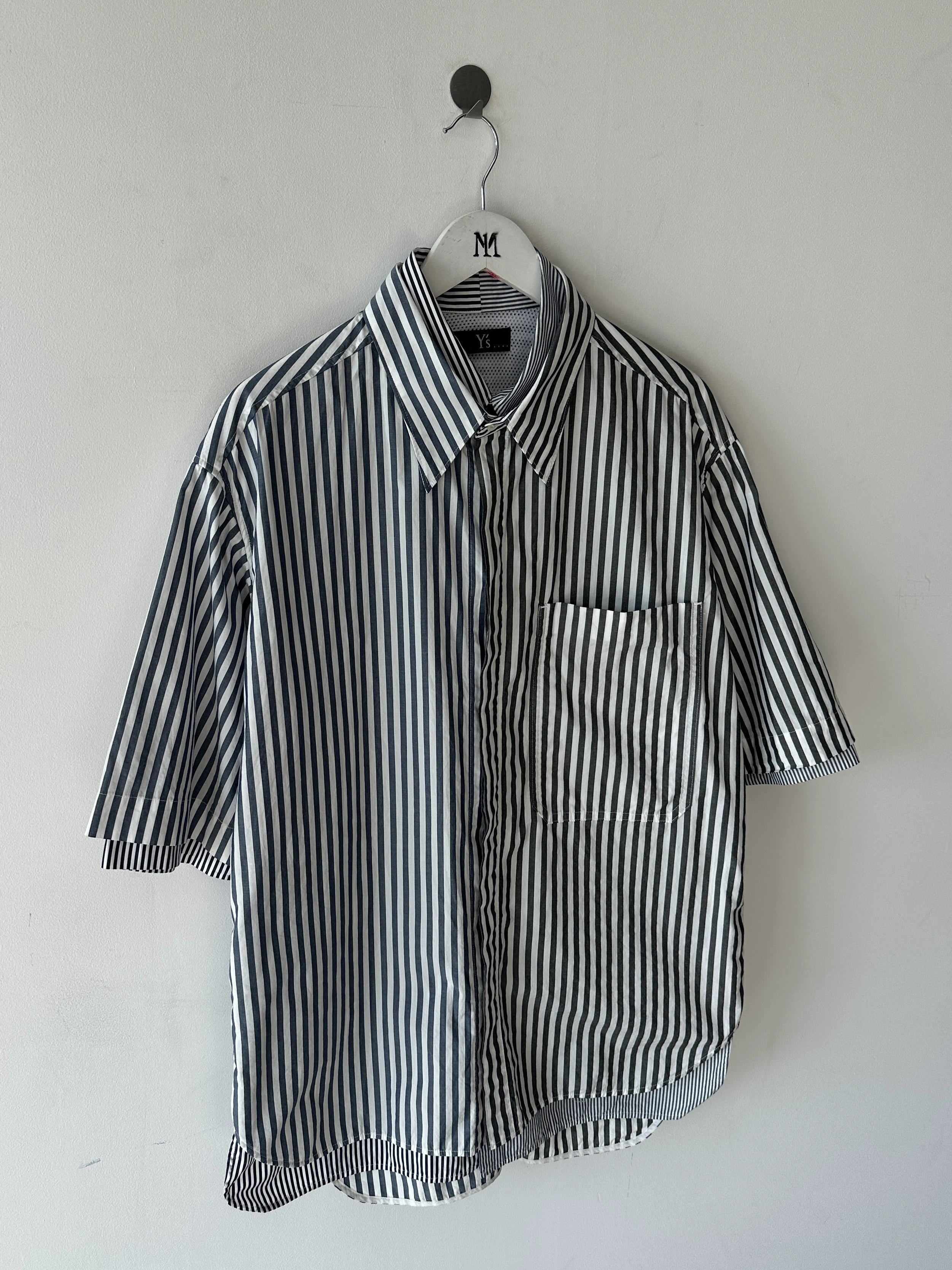 YOHJI YAMAMOTO Y'S - late 2000s DOUBLE LAYER SHORT SLEEVE SHIRT