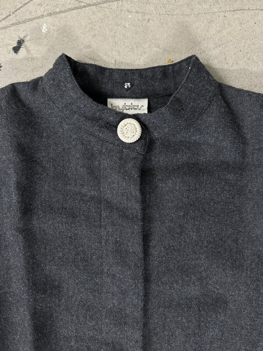 BYBLOS - 1990s WOOL SHEAT DRESS WITH KOREAN COLLAR