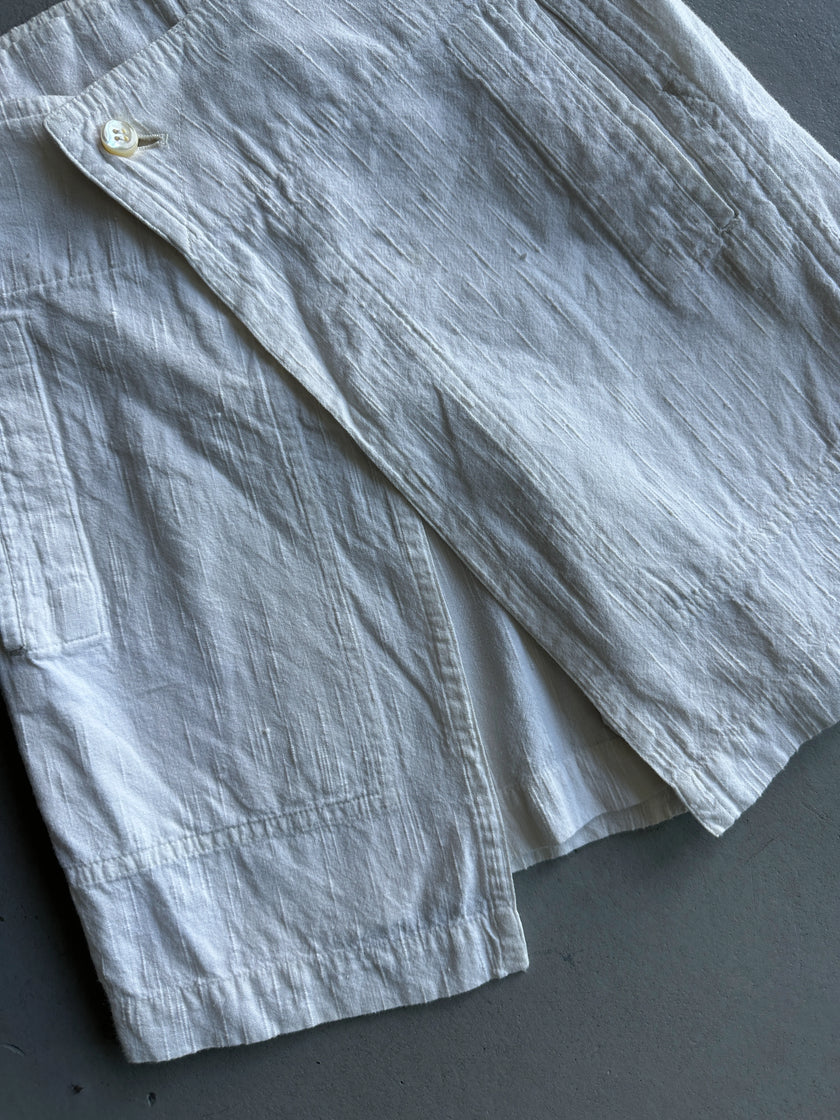 PLANTATION ISSEY MIYAKE - 1990s WRAP STYLE LINEN SHORTS