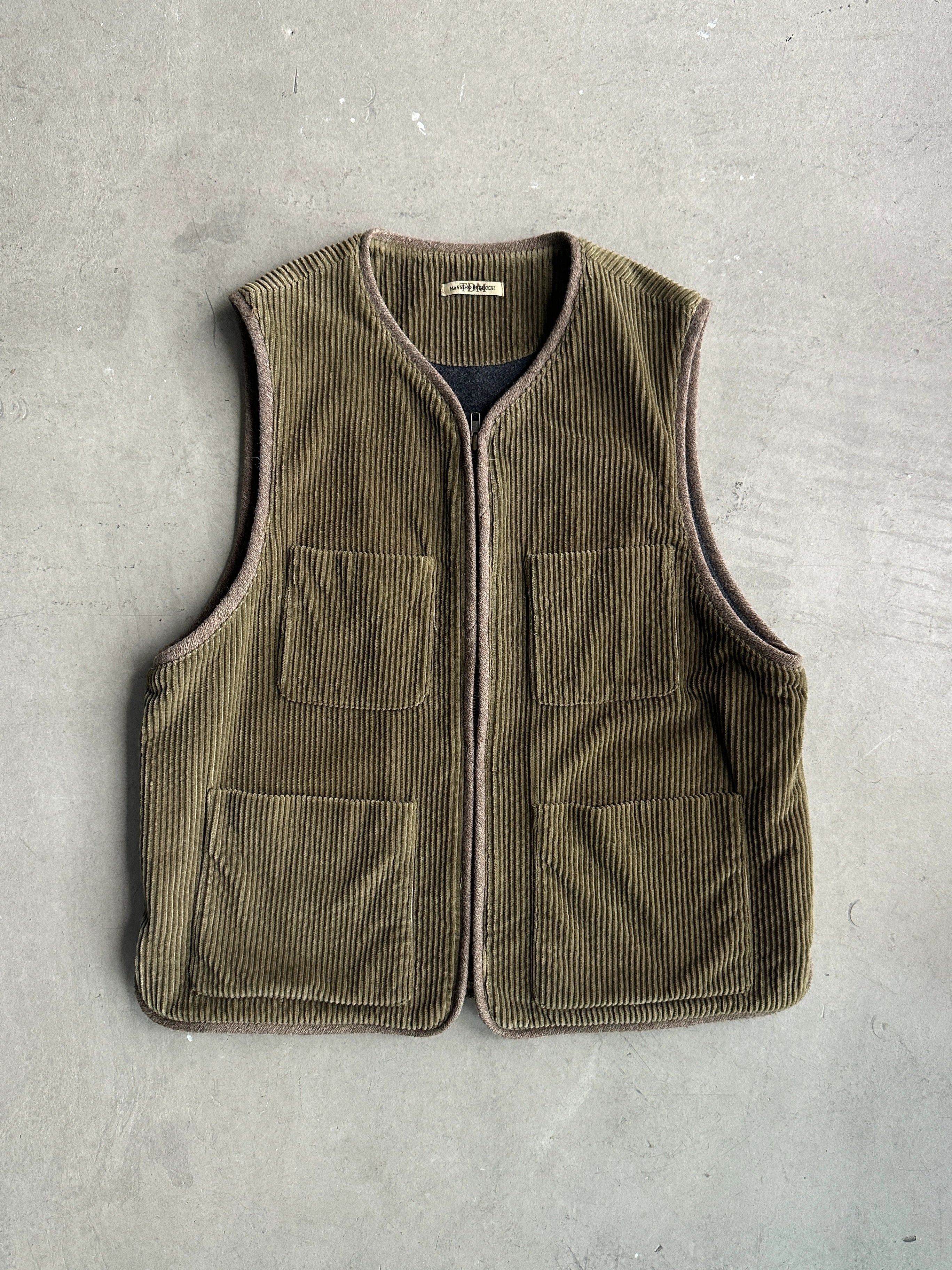 1980s CORDUROY CARGO ZIPPED VEST GILET