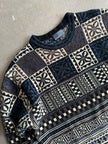 KENZO - 1980s JACQUARD PRINT ROUND NECK JUMPER