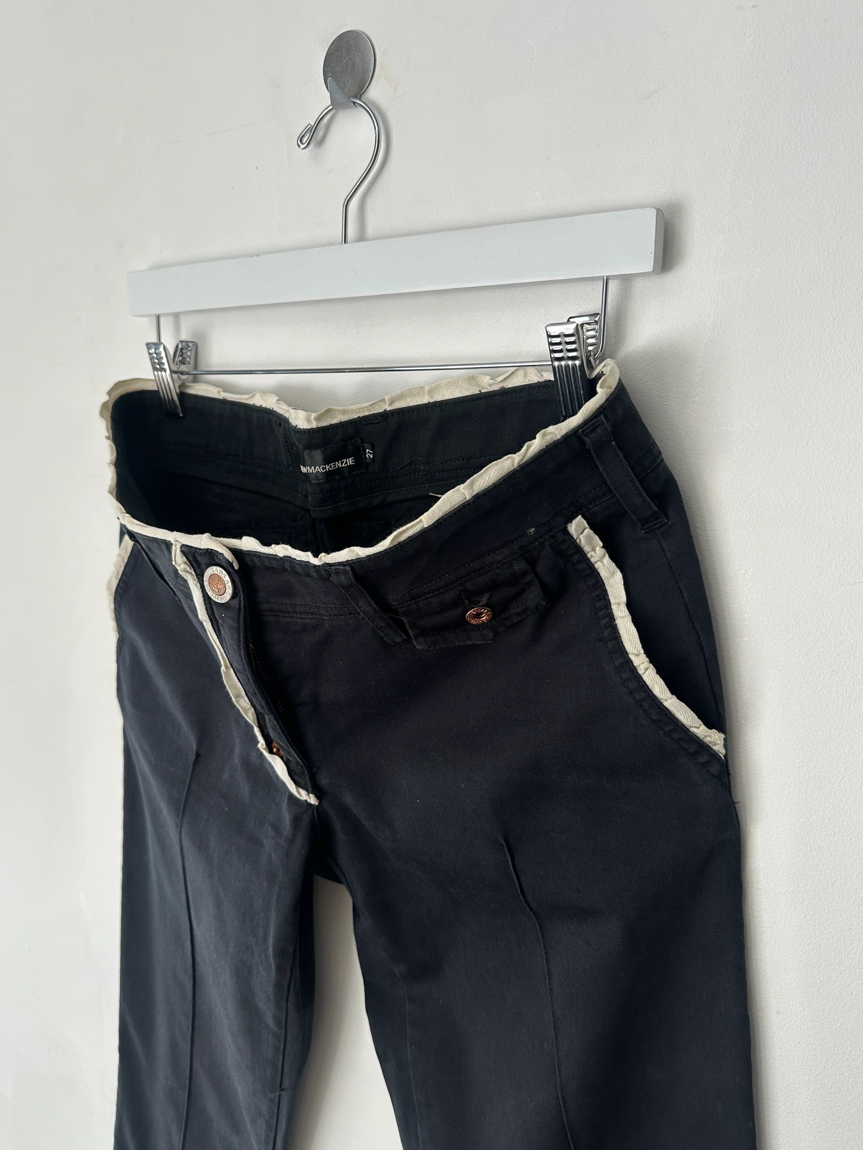 ANDREW MACKENZIE - early 2000s LOW RISE TROUSERS WITH CONTRASTING TRIM DETAILS