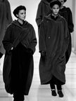 EMPORIO ARMANI – 1989/90 F/W DRAPED GREEN WOOL COAT WITH HOODED DETAILING