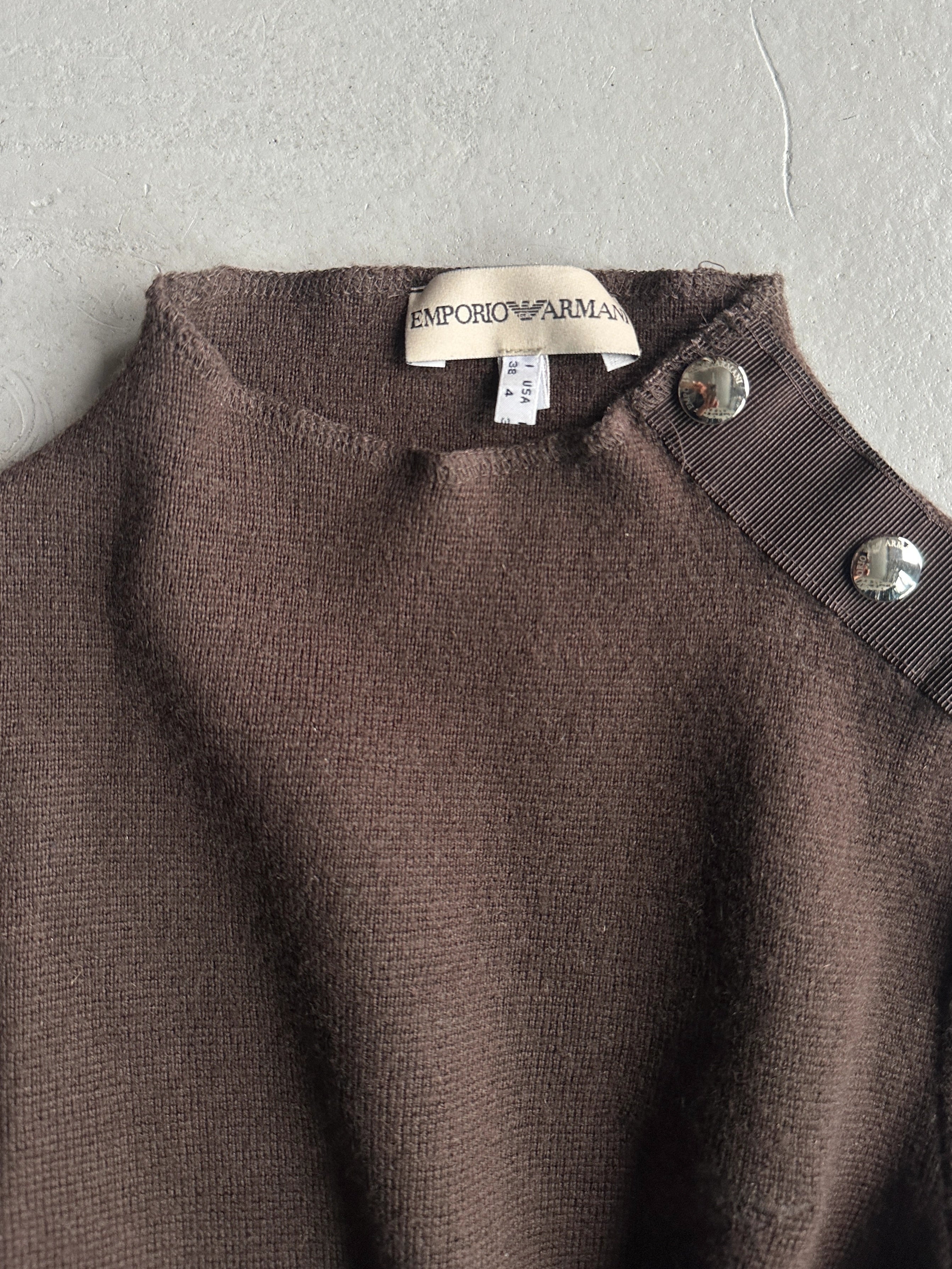 EMPORIO ARMANI - 2000s METAL BUTTON SLEEVE CROP FIT JUMPER