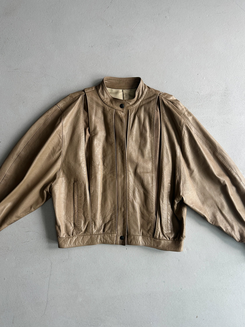 1980s BOXY FIT LEATHER PANELED JACKET