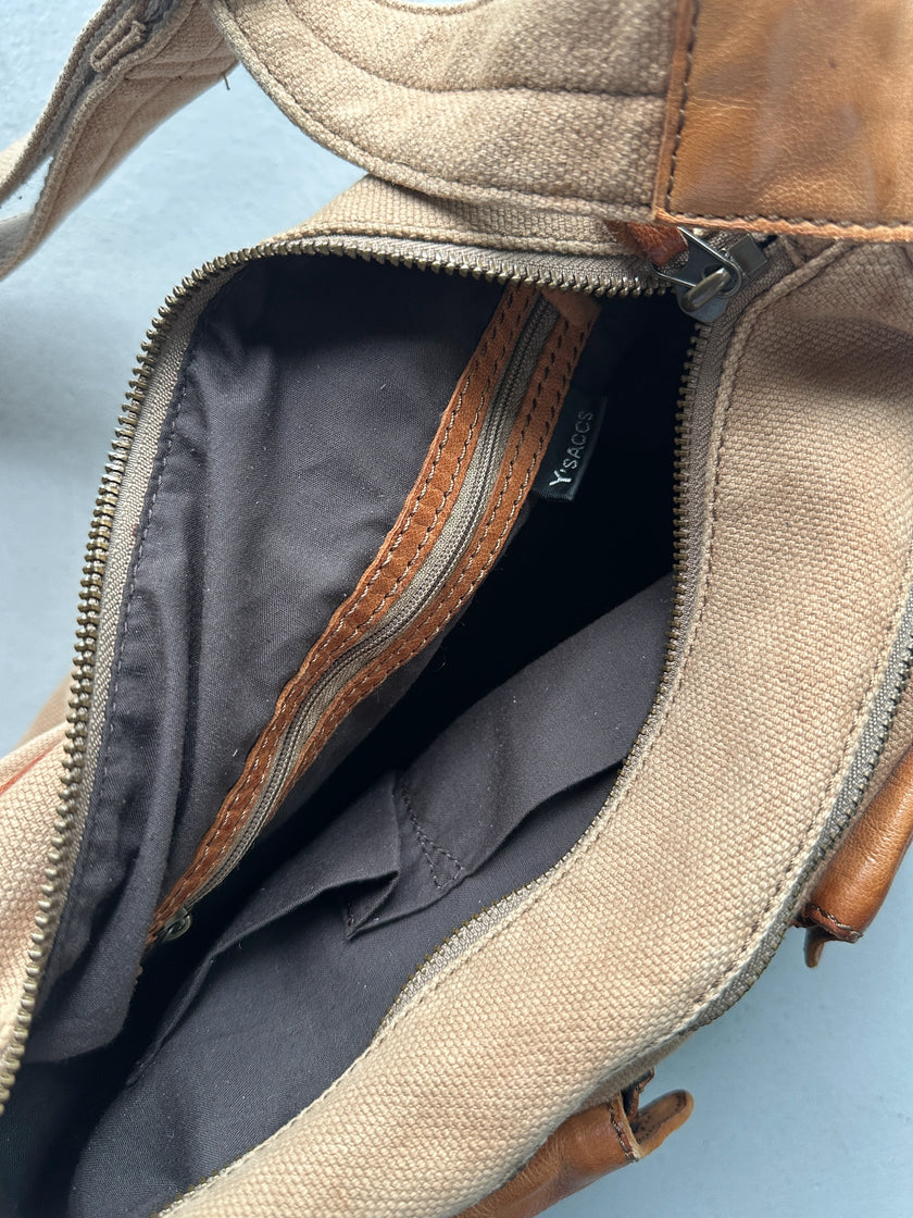 YOHJI YAMAMOTO Y'SACCS - 1990s SHOULDER BAG WITH OVERSIZED LEATHER POCKET