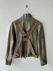 BRITISH LABEL - late 1990s LEATHER JACKET WITH BONDAGE DETAILS
