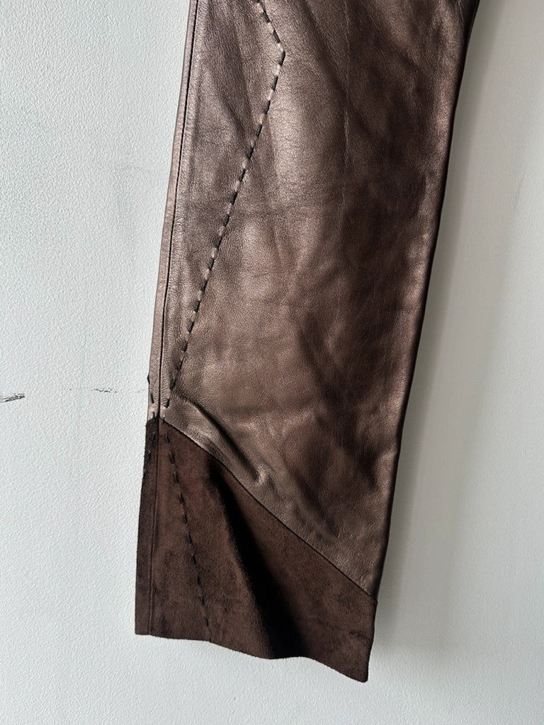 GIANFRANCO FERRÉ - early 2000s METALLIC LEATHER AND SUEDE TROUSERS