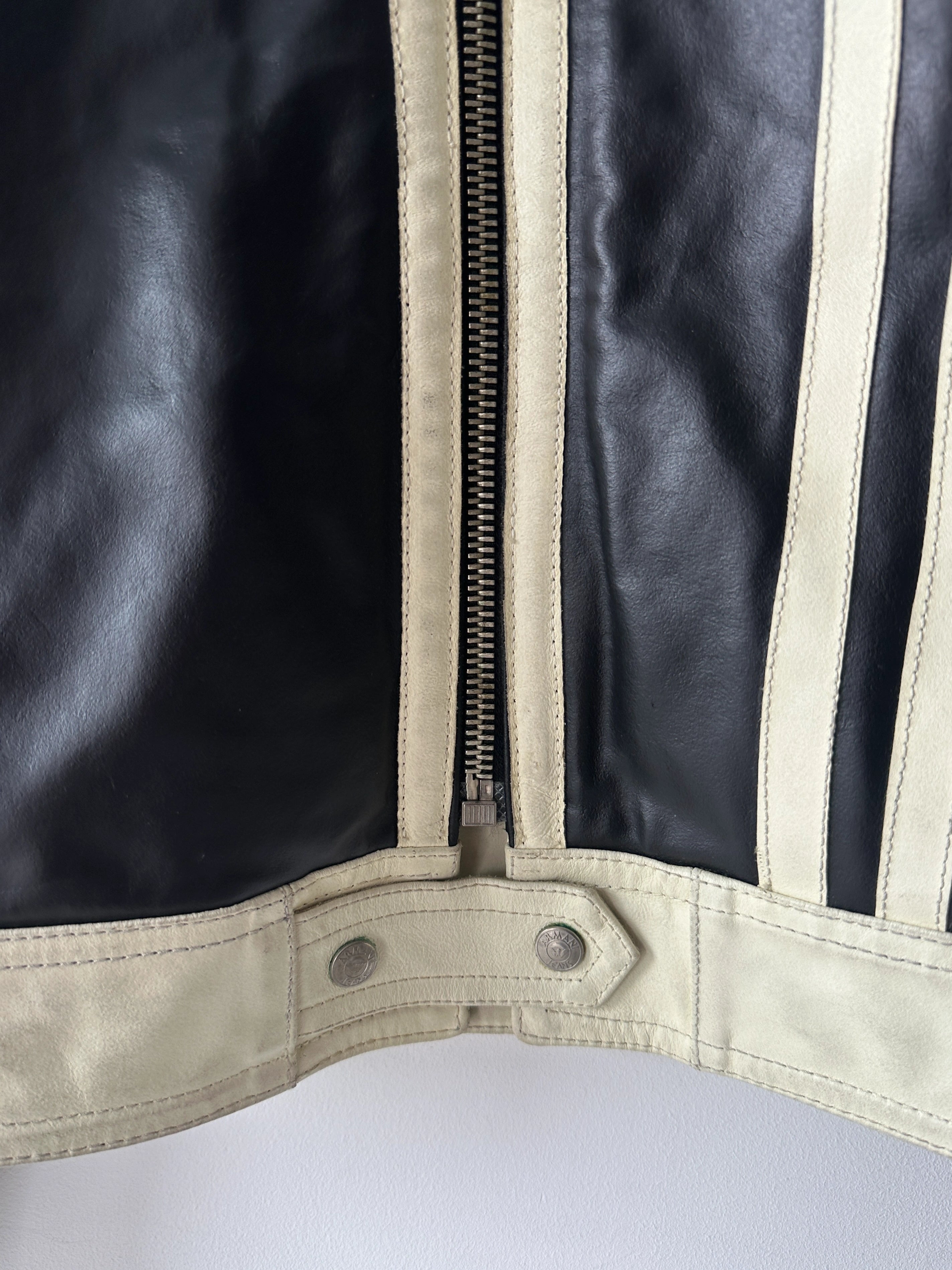 ARMANI JEANS - late 1980s CROP FIT BIKER LEATHER JACKET