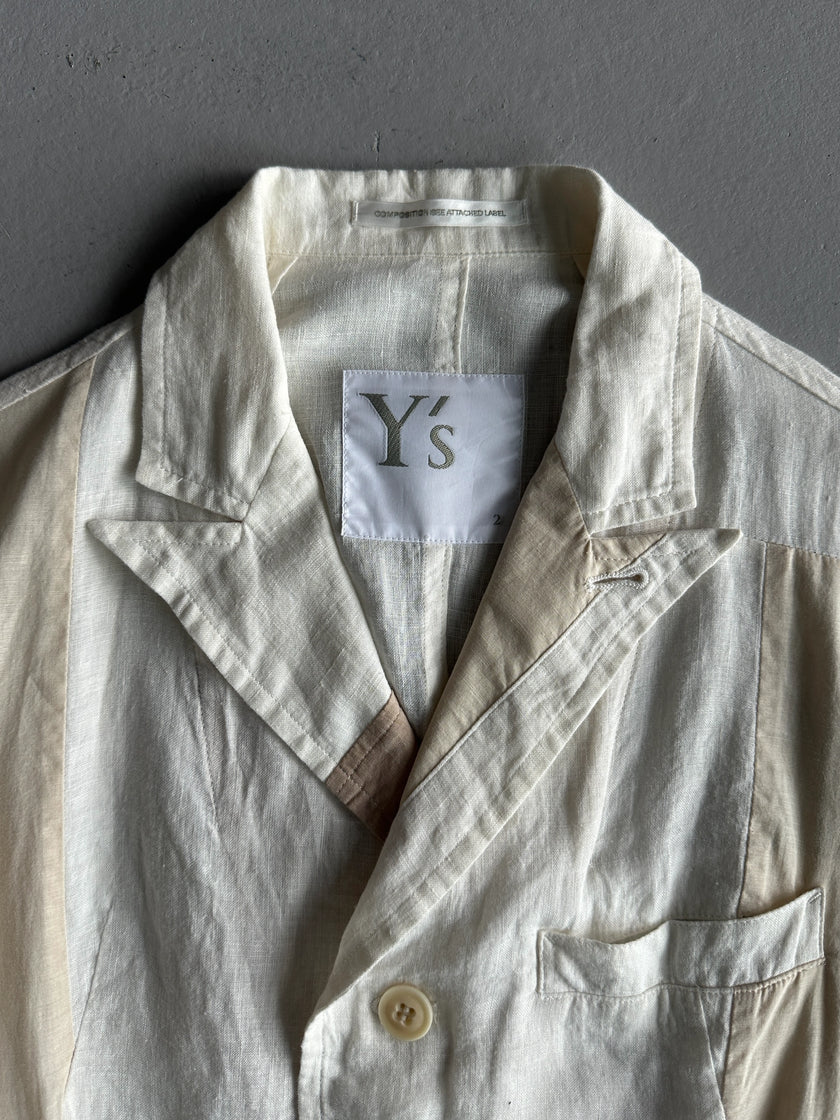 YOHJI YAMAMOTO Y'S - 1990s COLOUR BLOCKING LINEN BLAZER