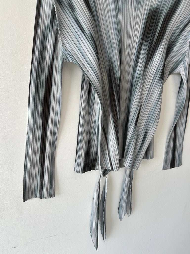 ISSEY MIYAKE - S/S 2015 PLEATED WRAP FRONT LONG SLEEVE TOP