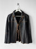 ITALIAN LABEL early 2000s OPEN FRONT LEATHER JACKET WITH WHIPSTITCH DETAILS