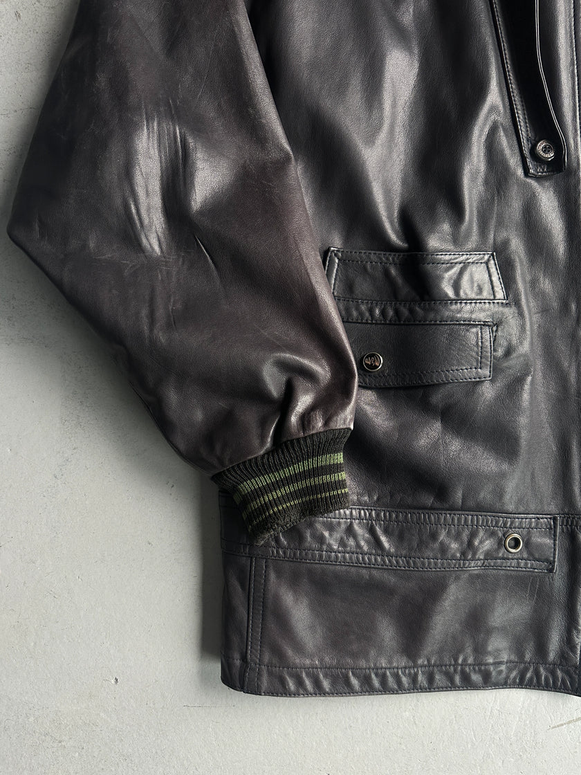 MARITHÉ + FRANÇOIS GIRBAUD X COMPAGNIE DES MONTAGNES & DES FORETS - 1980s LAYERED FRONT LEATHER JACKET