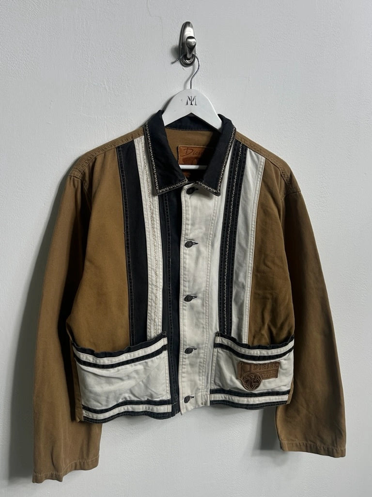 DIESEL - early 2000s CROP FIT JACKET WITH CONTRASTING STITCHING DETAILS