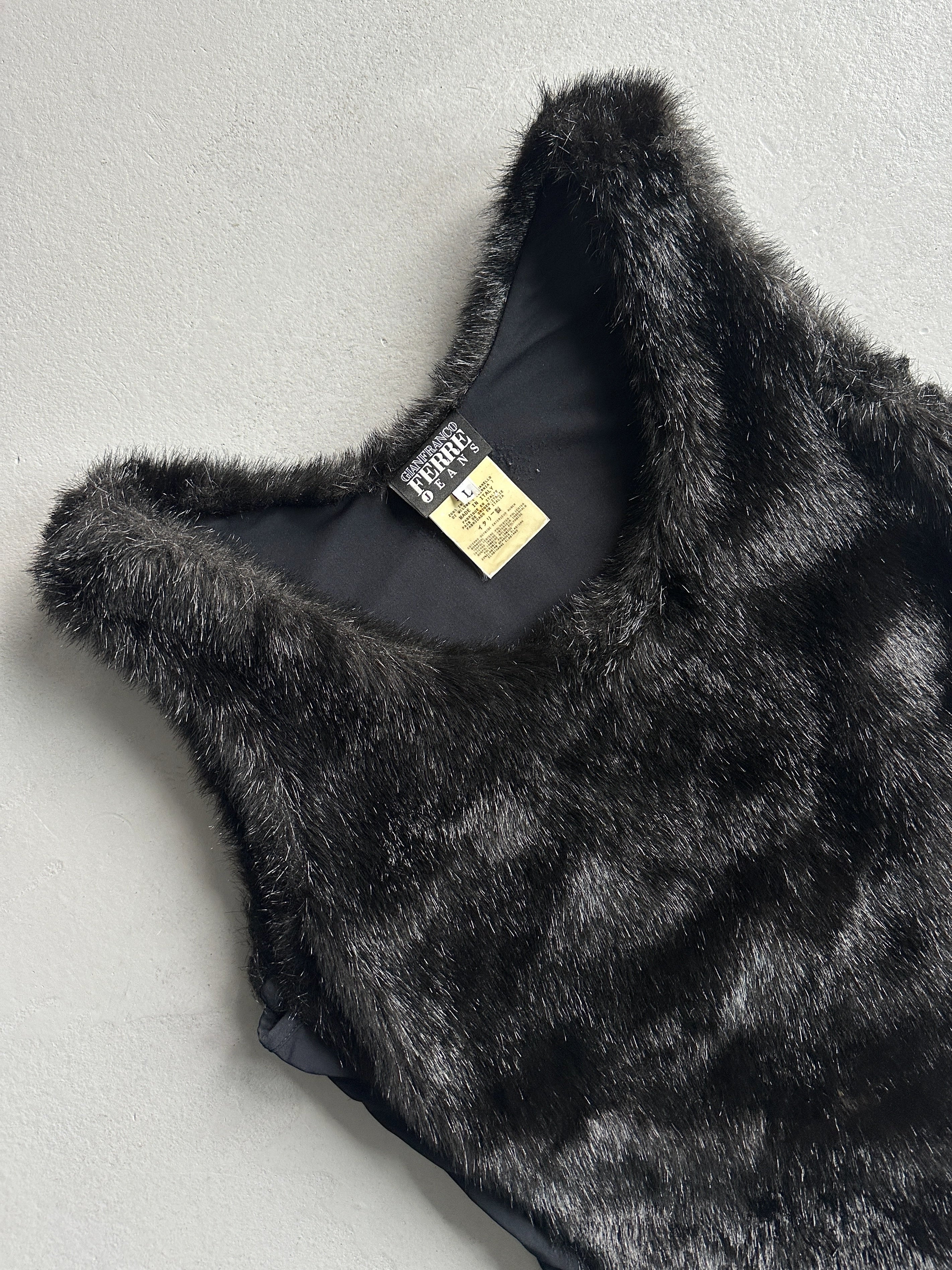 GIANFRANCO FERRÉ - 1990s FAUX FUR VEST TOP