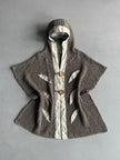 1990s OPEN KNIT HOODED CARDIGAN WITH LINEN DETAILS