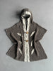 1990s OPEN KNIT HOODED CARDIGAN WITH LINEN DETAILS