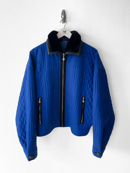 ISTANTE by GIANNI VERSACE - early 1990s CROP FIT BOMBER JACKET WITH CONTRASTING PLUSH COLLAR