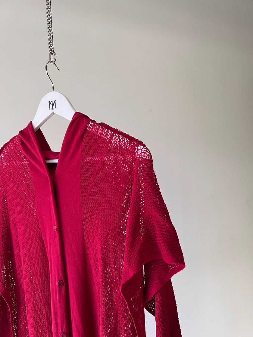 ISSEY MIYAKE - 2000s MESH KNIT LONG CARDIGAN