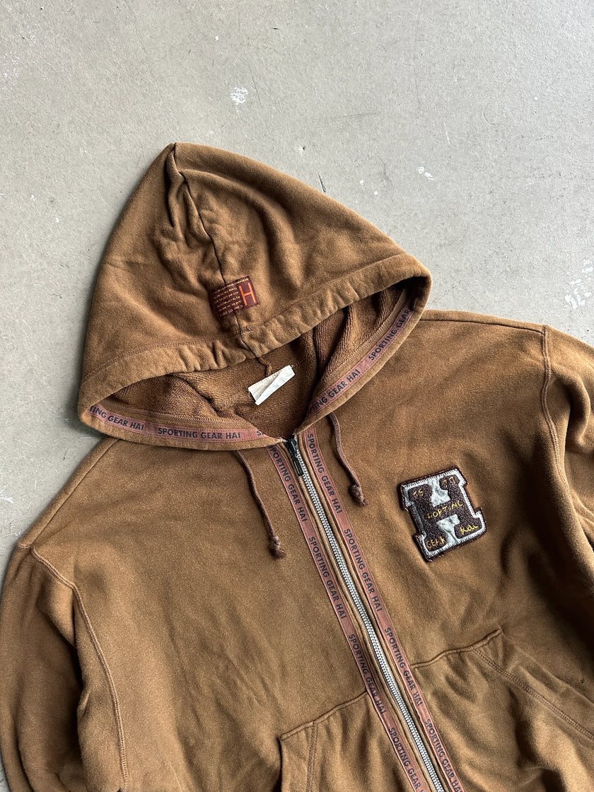 ISSEY MIYAKE HAI SPORTING GEAR - 1980s ZIPPED HOODED SWEATER