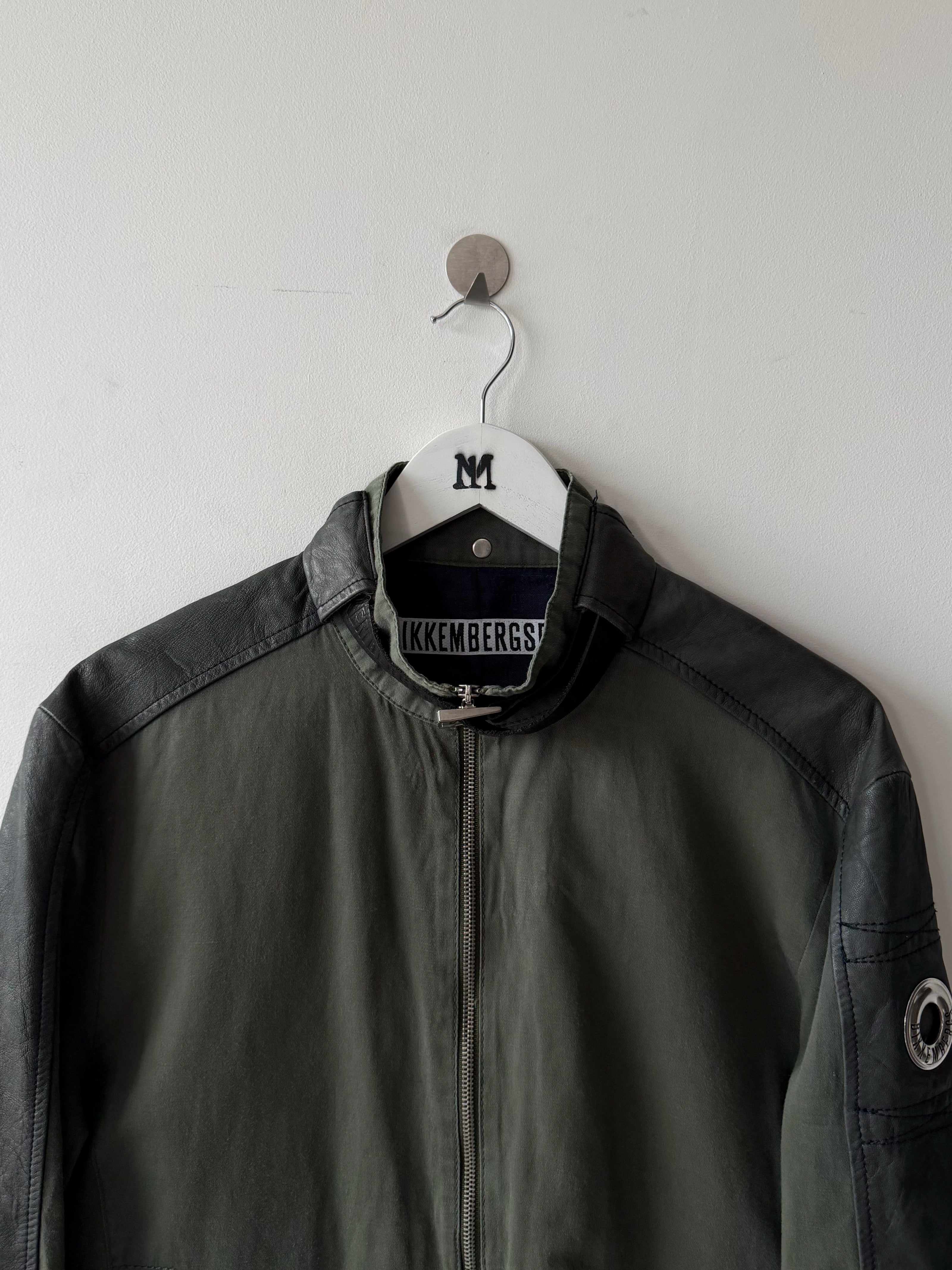 BIKKEMBERGS - S/S 2007 BIKER JACKET WITH LEATHER DETAILS