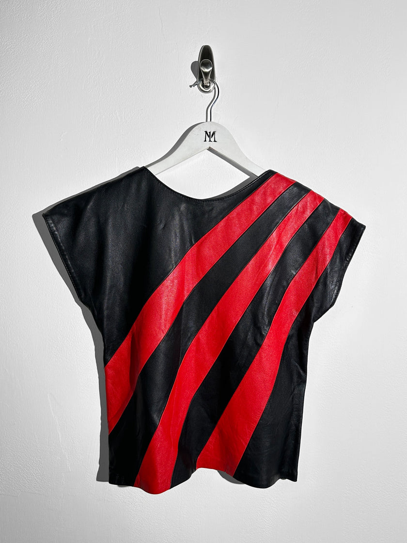 1980s LEATHER TOP WITH CONTRASTING FRONT
