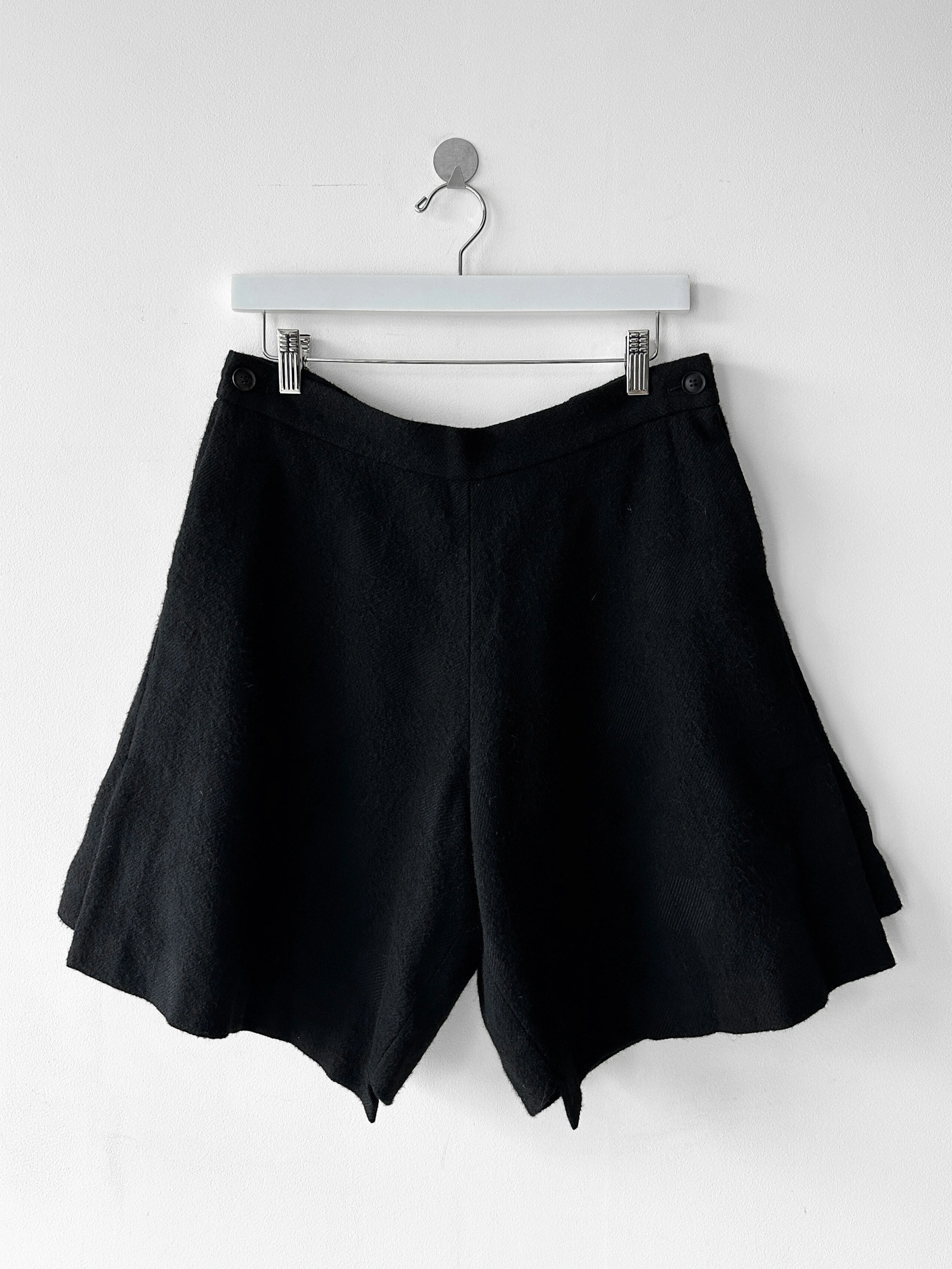 YOHJI YAMAMOTO REGULATION - mid 2010s ASYMMETRIC WOOL SHORTS