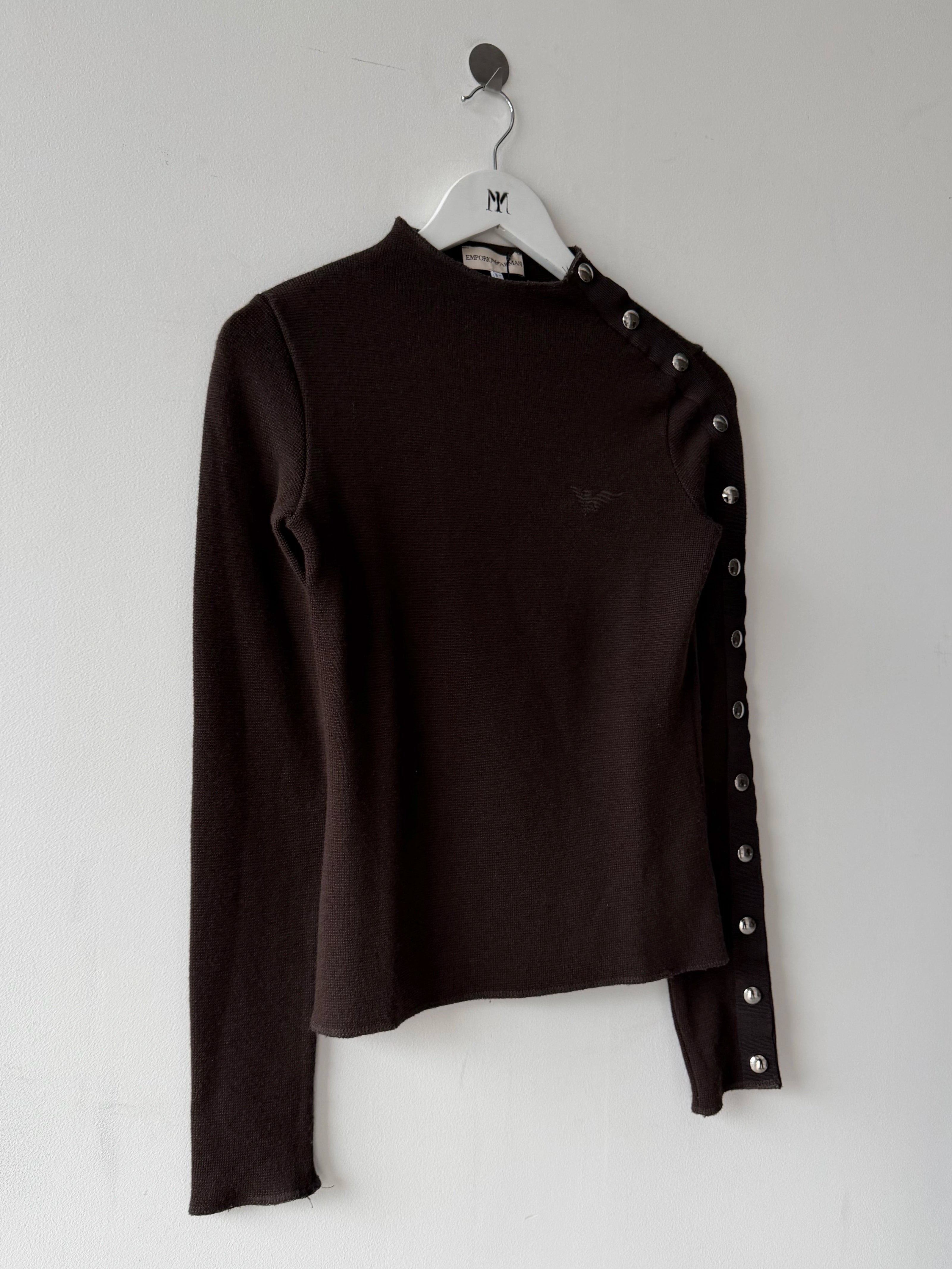 EMPORIO ARMANI - 2000s METAL BUTTON SLEEVE CROP FIT JUMPER