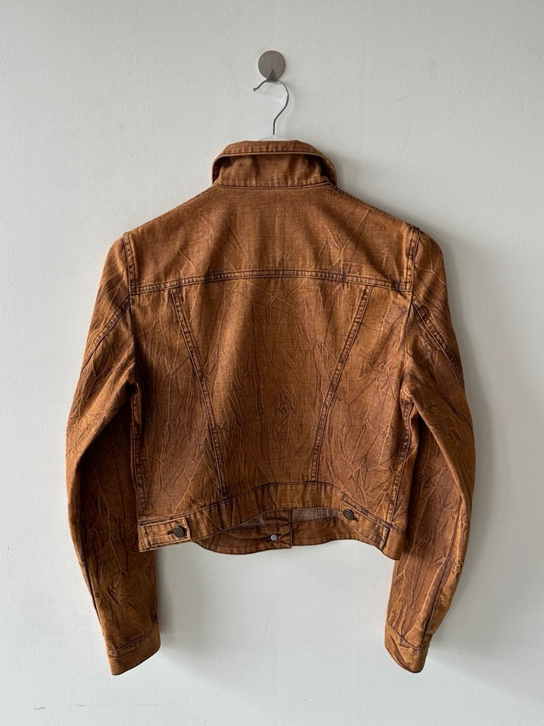 KENZO  - 1980s DENIM JACKET WITH CRINKLED EFFECT WASH