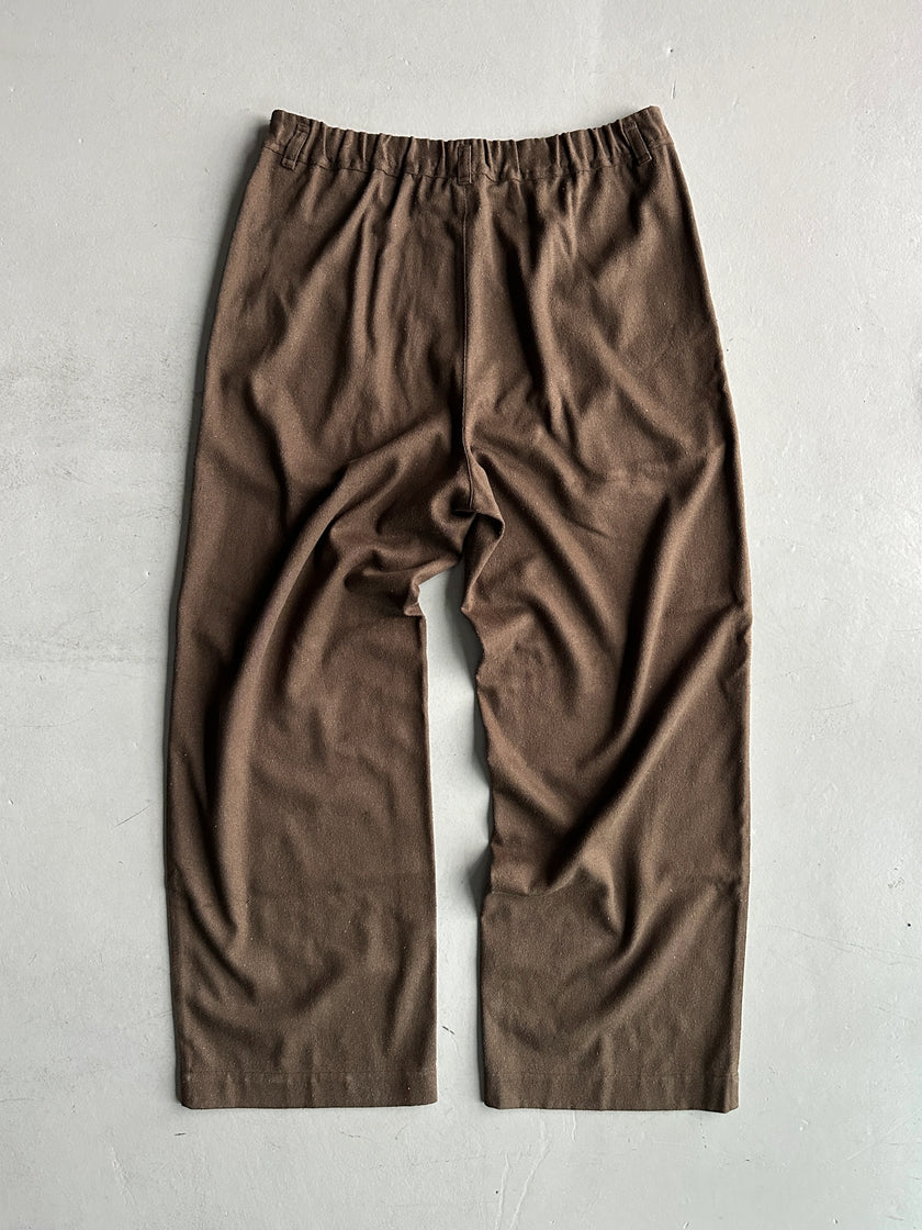 PLANTATION ISSEY MIYAKE - 1990s BRUSHED SILK WIDE LEG TROUSERS