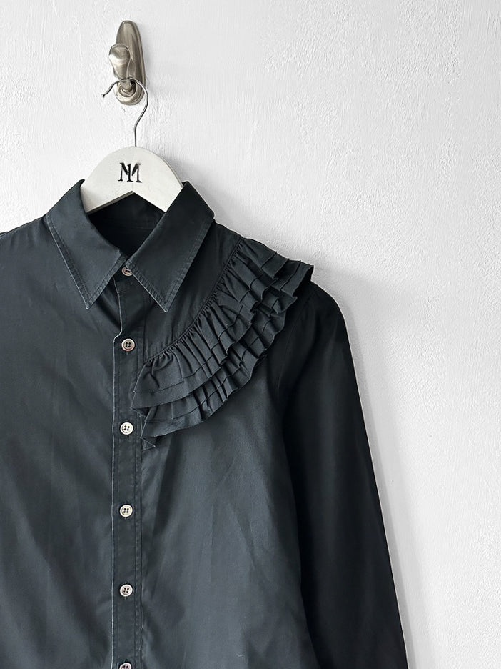 YOHJI YAMAMOTO Y'S - F/W 2016 SHIRT WITH RUFFLED YOKE OVER ONE SHOULDER AND BACK