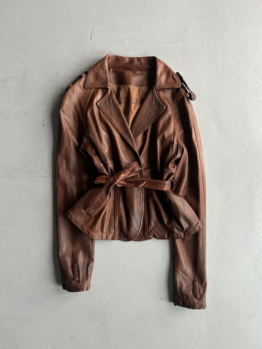 GIORGIO BRATO - 2000s SOFT LEATHER BELTED JACKET