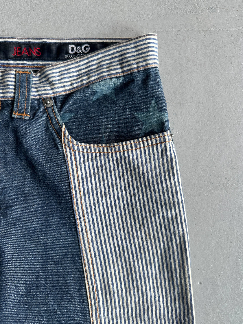 DOLCE & GABBANA - 1990s STRAIGHT FIT PATCHWORK JEANS