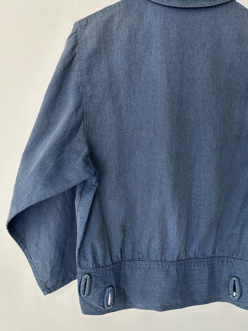 ITALIAN LABEL 1980s LINEN JACKET WITH PANELED WAISTABAND