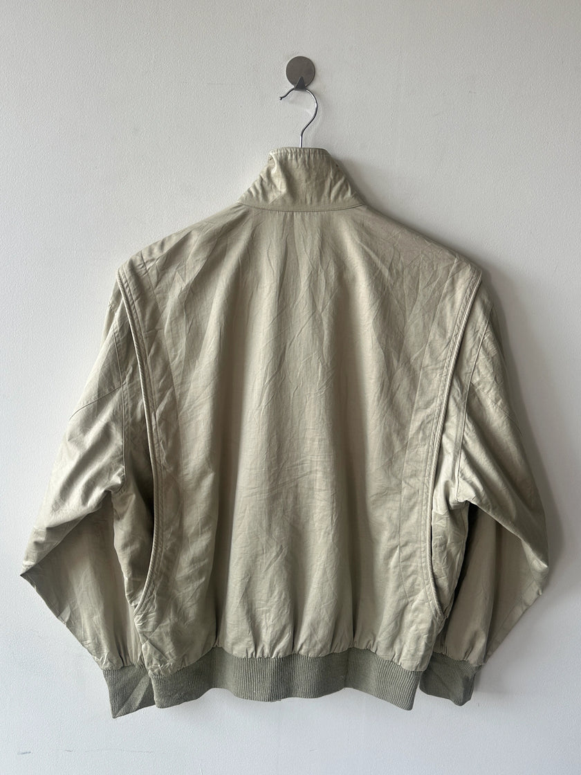 NO LABEL 1980s BOMBER JACKET WITH PLEATED FRONT DETAILS