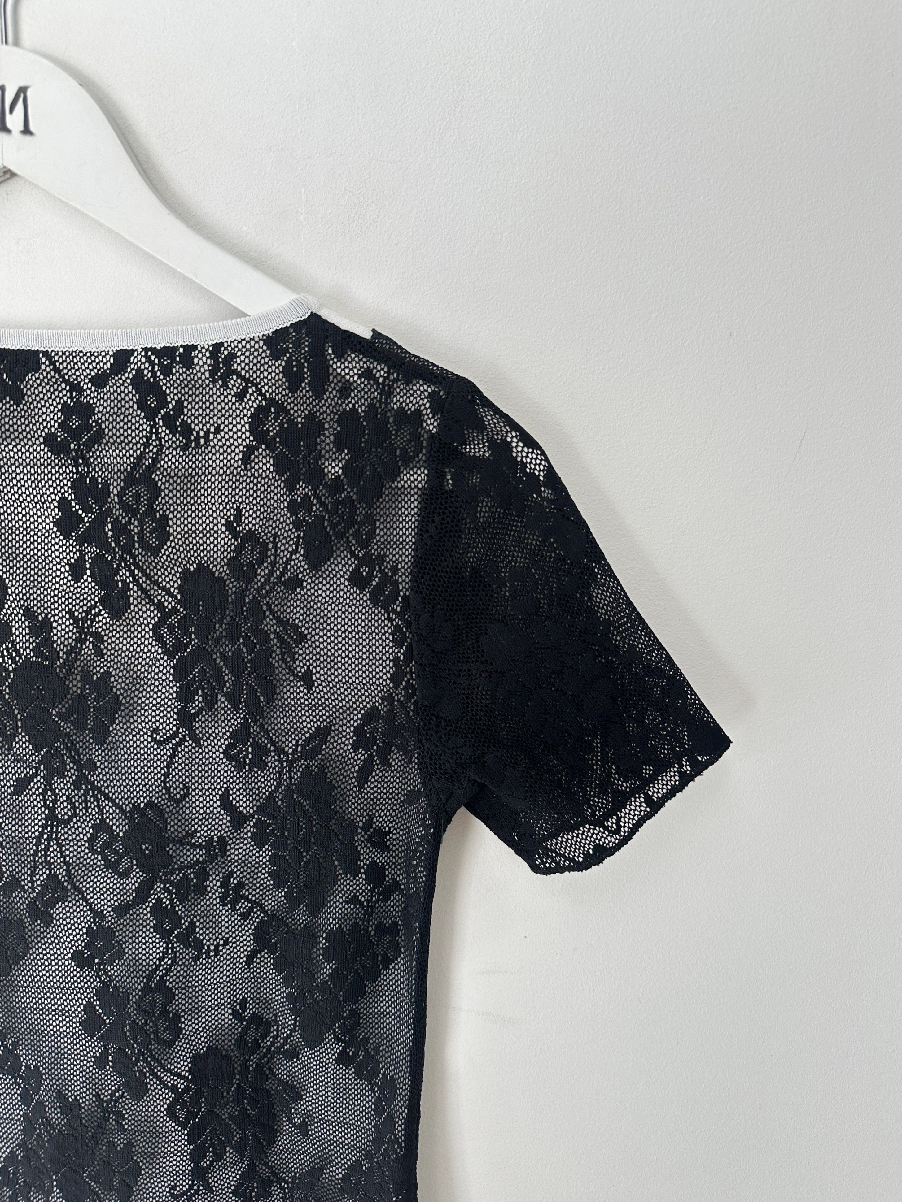 ITALIAN LABEL - 1990s LAYERED FRONT LACE T-SHIRT