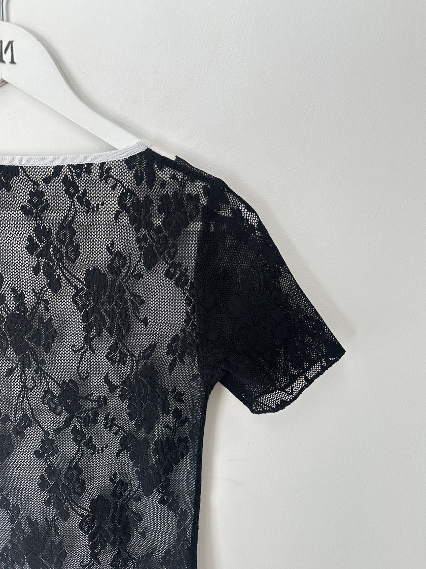 ITALIAN LABEL - 1990s LAYERED FRONT LACE T-SHIRT