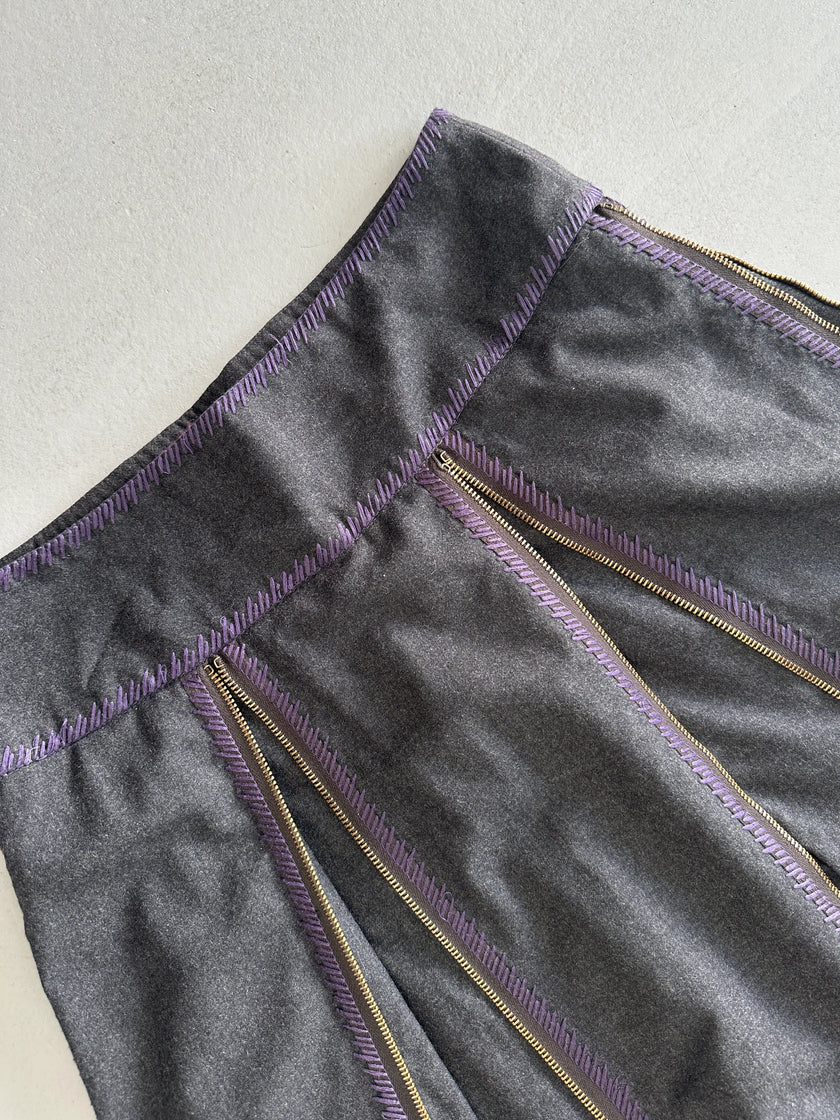 ICEBERG - 1990s MULTI ZIP MIDI SKIRT
