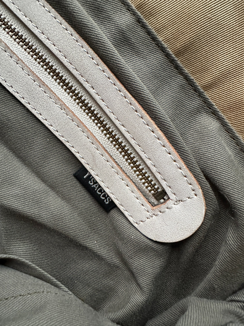 YOHJI YAMAMOTO Y'SACCS - 1990s RECTANGULAR MESSENGER BAG WITH DISTRESSED LEATHER FRONT PANEL