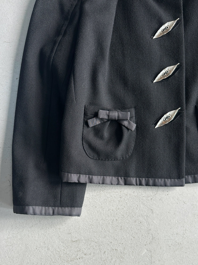 LOUIS VUITTON by MARC JACOBS - A/W 2004 CROP FIT WOOL BLAZER WITH LEAF BUTTONS DETAIL