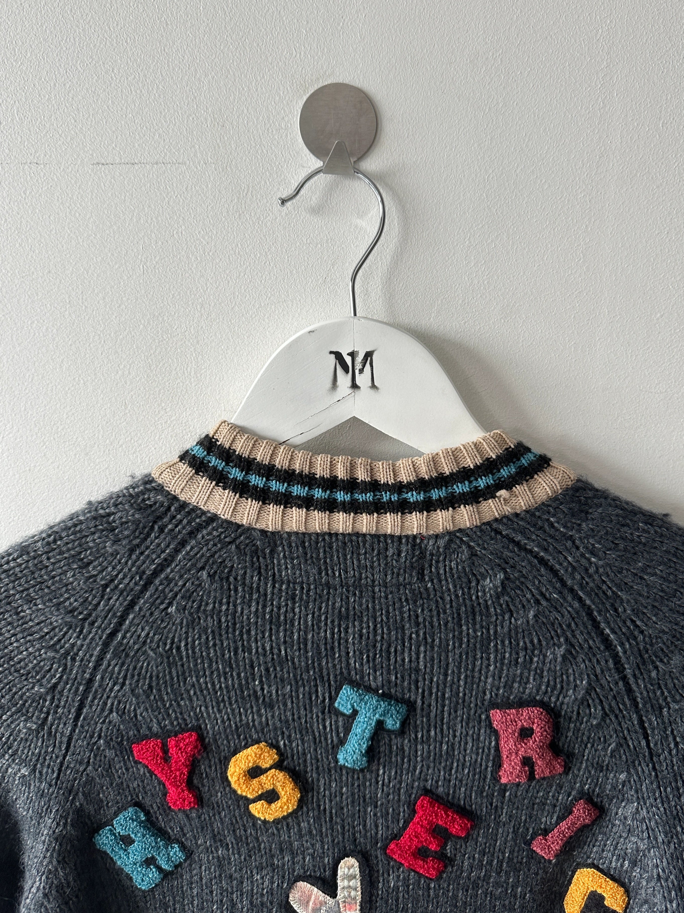 HYSTERIC GLAMOUR  - 2000s CHUNKY KNIT VARSITY CARDIGAN